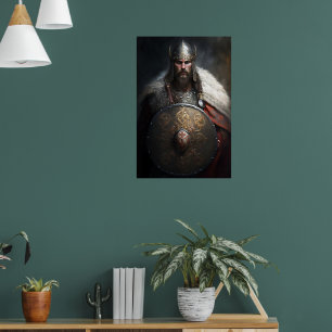 Poster AI Viking Warrior Holding Shield