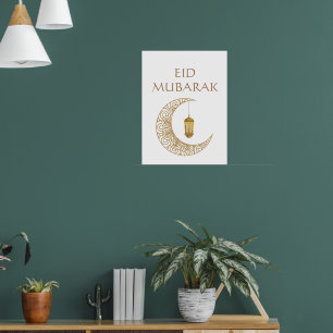 Poster Aïd Moubarak customisé avec croissant décoré