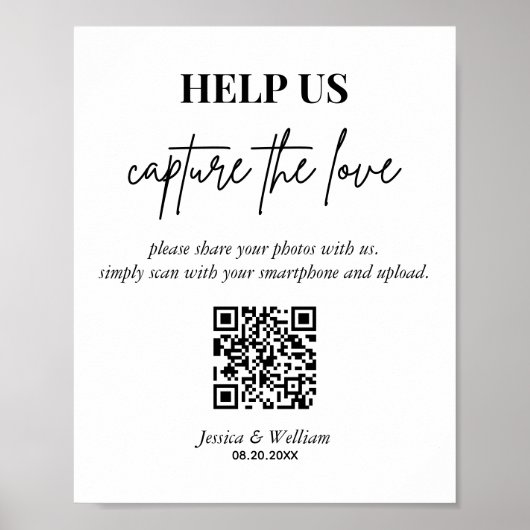 Poster Aide-nous à capturer l'amour Qr Code Signer (Devant)