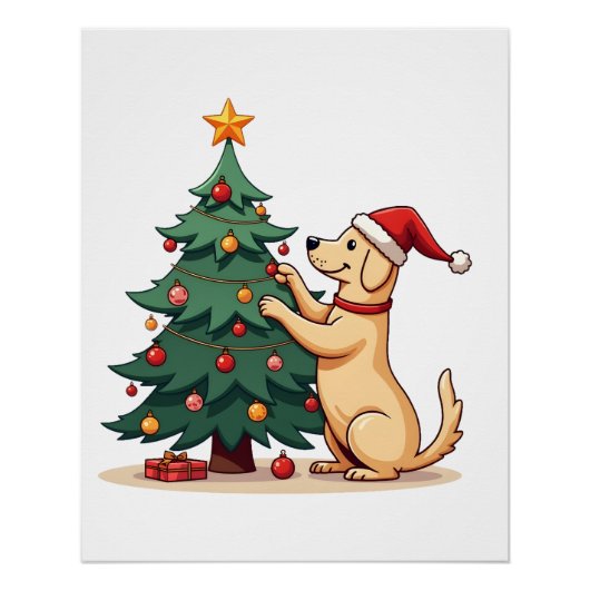 Poster Aide pour sapin de Noël de Labrador (Devant)