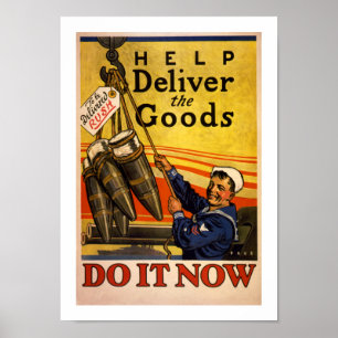 Poster Aider à livrer les marchandises (blanc)