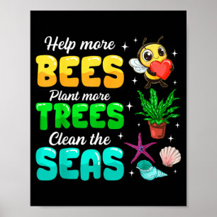 Poster Aider plus d'abeilles à planter plus d'arbres Nett