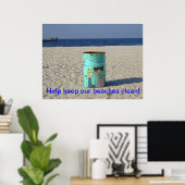 Poster Aidez à garder nos plages propres ! (Bureau à domicile)