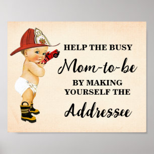 Poster Aidez Maman à vous adresser Baby Firefighter