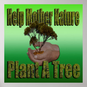 Poster Aidez Mère Nature Plante Un Logo D'Arbre,
