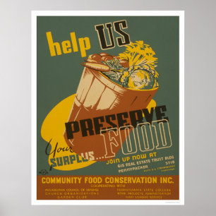 Poster Aidez-nous à conserver votre nourriture en surplus