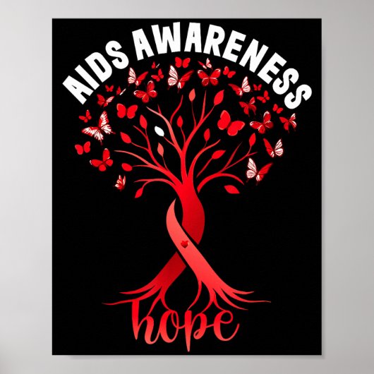 Poster Aids_hiv Awareness World Aids Day Red Ribbon Hope  (Devant)