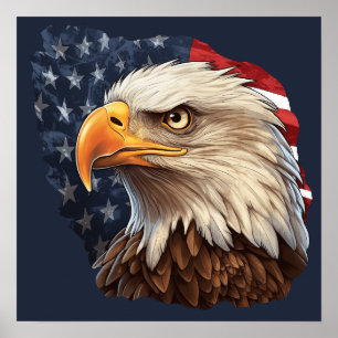 Poster Aigle à drapeau américain