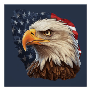 Poster Aigle à drapeau américain