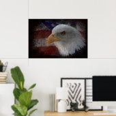 Poster Aigle à tête blanche américaine sur drapeau (Bureau à domicile)