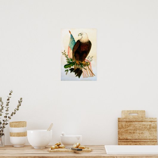 Poster Aigle à tête blanche avec drapeau (Cuisine)
