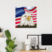 Poster Aigle à tête blanche et drapeau américain patrioti (Bureau à domicile)