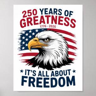 Poster Aigle américain - 250e anniversaire 4 juillet