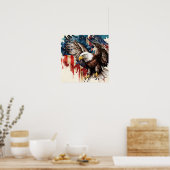Poster Aigle américain avec drapeau américain conçu (Cuisine)