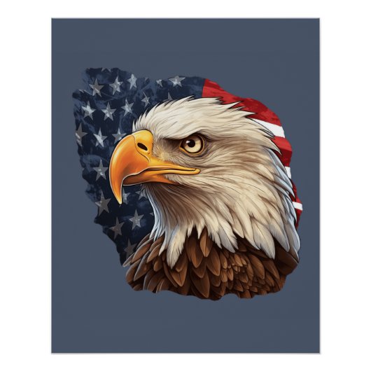 Poster Aigle américain drapeau américain (Devant)