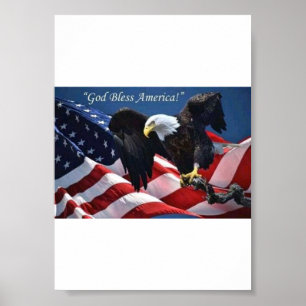 Poster Aigle Américain Patriotique Graphique Dieu Bénisse