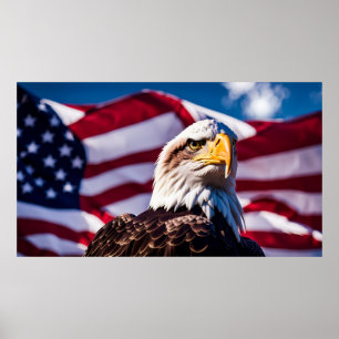 Poster Aigle américain x Drapeau
