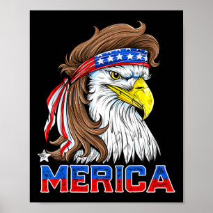 Poster Aigle Américaine Mullet 4 Juillet Hommes Femmes Am