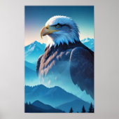 Poster Aigle Bald Double exposition Nature animale Wilder (Devant)