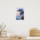 Poster Aigle Bald Double exposition Nature animale Wilder (Cuisine)