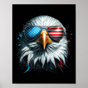 Poster Aigle chauve américain cool Lunettes de soleil pat