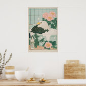 Poster Aigle chauve dans une gravure de baignoire Ukiyo-e (Cuisine)