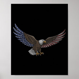 Poster Aigle chauve en détresse volant drapeau américain
