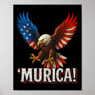 Poster Aigle chauve Murica 4 juillet Drapeau américain Pa