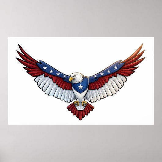 Poster Aigle chauve patriotique majestueux en vol – Améri (Devant)
