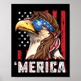 Poster Aigle chauve patriotique Mullet Merica Drapeau amé