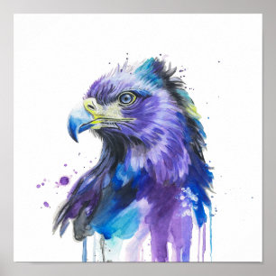 Poster Aigle coloré Art Aquarelle