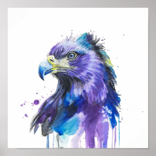 Poster Aigle coloré Art Aquarelle (Devant)