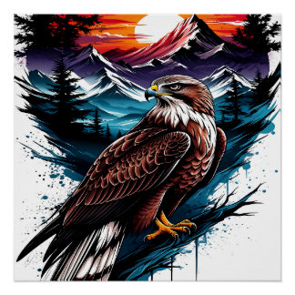 Poster Aigle dans la montagne