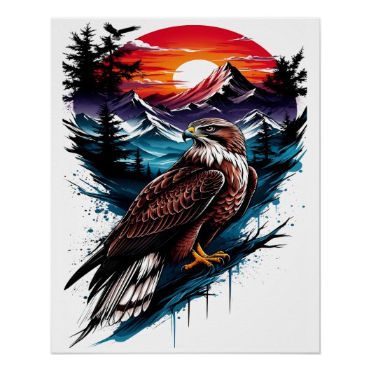 Poster Aigle dans la montagne (Devant)