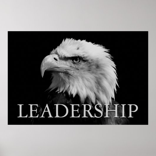Poster Aigle de leadership motivationnel noir et blanc (Devant)