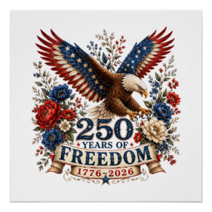 Poster Aigle des 250 ans de liberté 250e anniversaire Éta