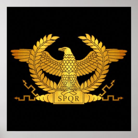 Poster Aigle d'or romain sur noir (Devant)