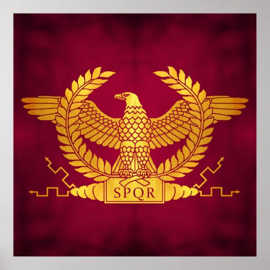 Poster Aigle d'or romain sur rouge (Devant)