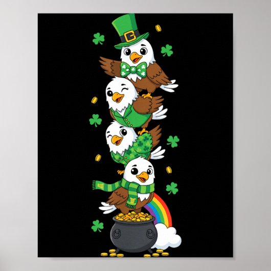 Poster Aigle Drôle Trèfle Fête Saint-Patrick Femmes Homme (Devant)