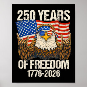 Poster Aigle du drapeau américain 250 ans de liberté 250e