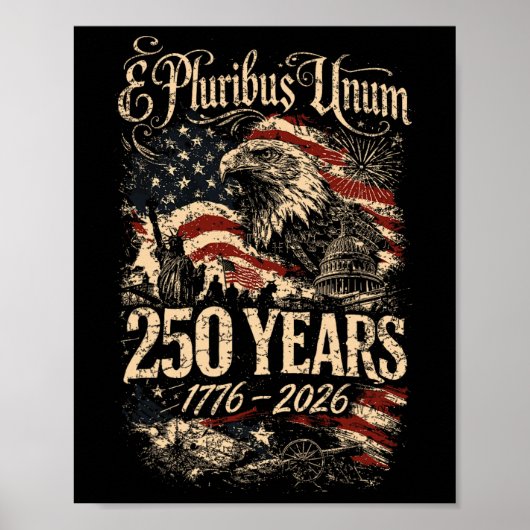 Poster Aigle E Pluribus Unum 1776 à 2026 250 Ans (Devant)