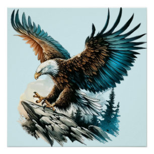 Poster Aigle en aquarelle