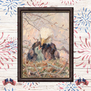 Poster Aigle et aiglon patriotiques doux Art