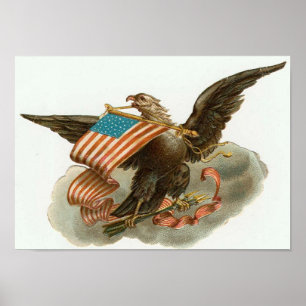 Poster Aigle et drapeau