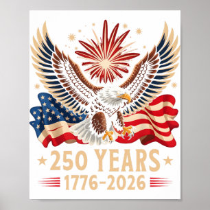 Poster Aigle Et Drapeau 250 Ans 1776-2026 250e Anniversai