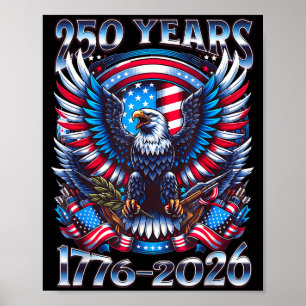 Poster Aigle et drapeau 250 ans 1776-2026 250e anniversai