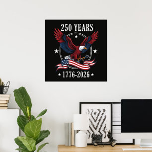 Poster Aigle Et Drapeau 250 Ans 1776-2026 250ème