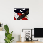 Poster Aigle et drapeau américain USA (Bureau à domicile)