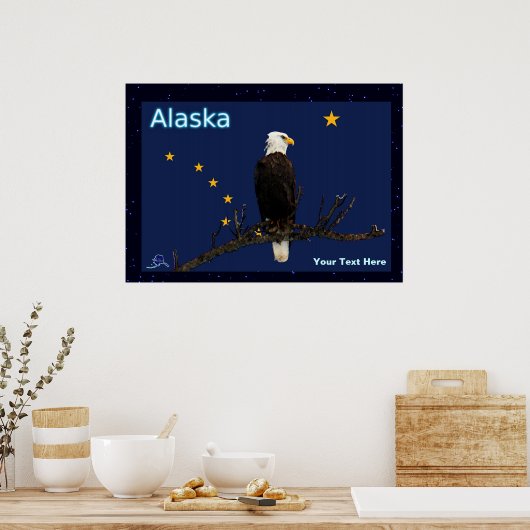 Poster Aigle Et Drapeau De L'Alaska (Cuisine)