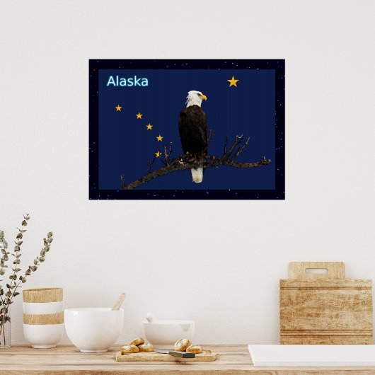 Poster Aigle Et Drapeau De L'Alaska (Cuisine)